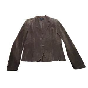 Vintage‎ Identify Brown Suede Leather Long Sleeve Button Up Jacket Women's Sz 14
